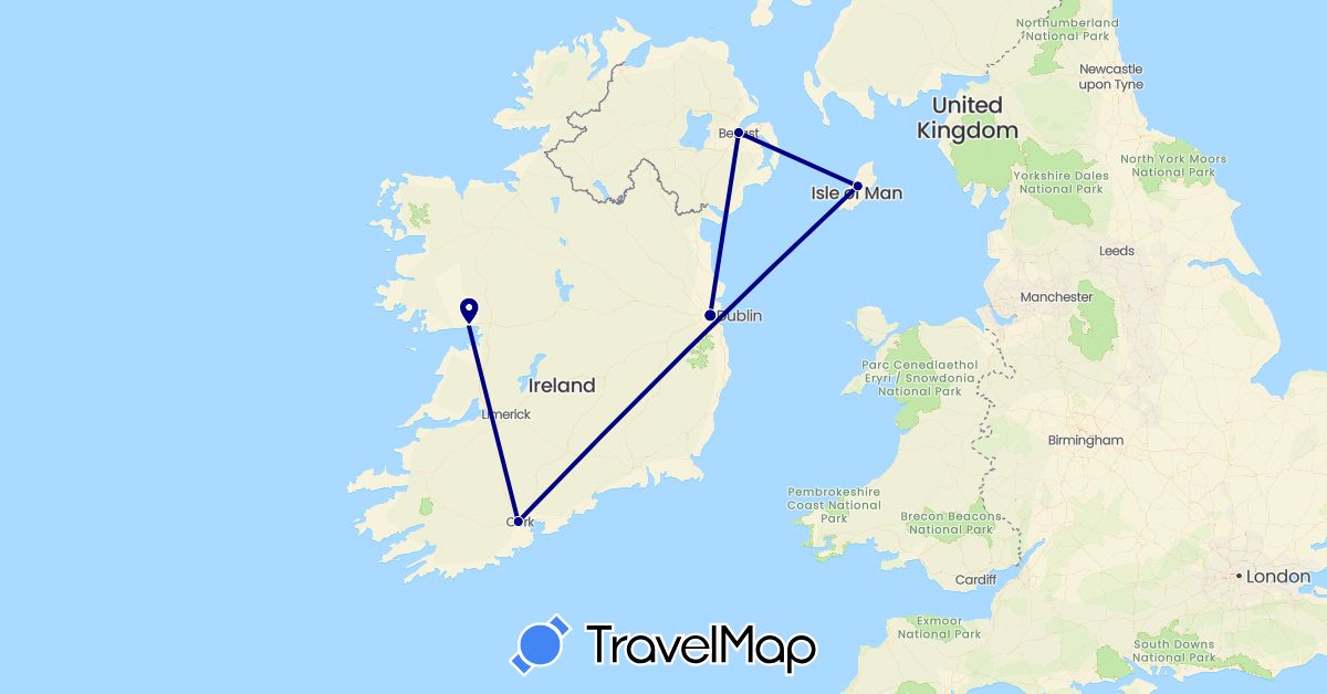 TravelMap itinerary: driving in United Kingdom, Ireland, Isle of Man (Europe)